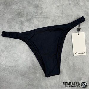 VITAMIN A ZURI CHEEKY BIKINI BOTTOM IN BLACK ECOLUX MIX & MATCH LENNON TOP NEW